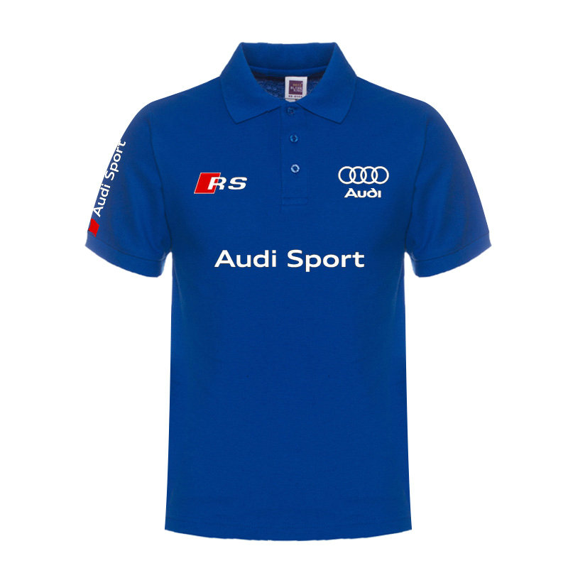 2022 Polo Audi Sport Homme Manches Courtes Sans Repassage Polo Coton Col Revers Couleur Unie